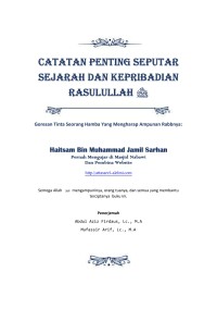Catatan Penting Seputar Sejarah dan Kepribadian Rasulullah