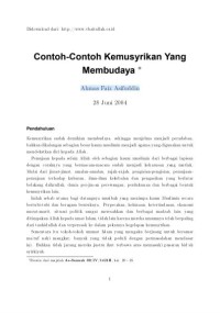 Image of Contoh-Contoh Kemusyrikan Yang Membudaya