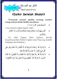 Dzikir Sesudah Shalat