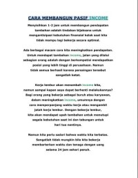 Cara Membangun Pasif Income