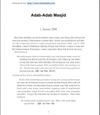 Seputar Akhlak Dalam Islam (Adab-Adab Masjid)