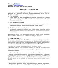 SIFAT-SIFAT RASULULLAH SAW