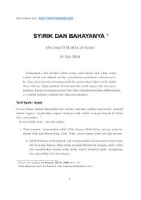 Image of SYIRIK DAN BAHAYANYA